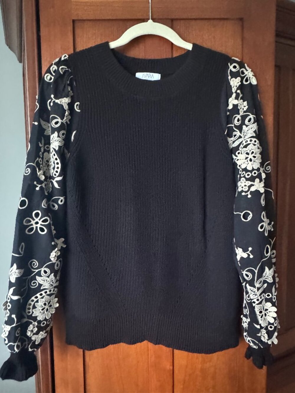 Avara Sweater with Embroidered Sleeves